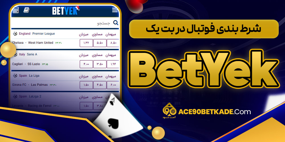شرط بندی فوتبال در بت یک BetYek